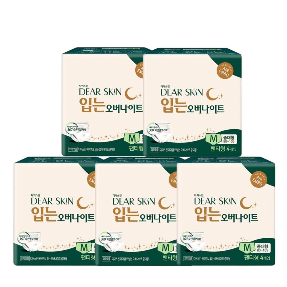 디어스킨 에어엠보 입는 오버나이트 중대형(4P) x 5팩