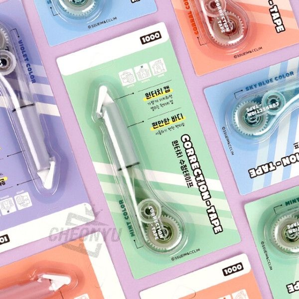 심플 원터치 수정테이프 5mm 3M 수정 테이프 화이트 수정펜 (랜덤)