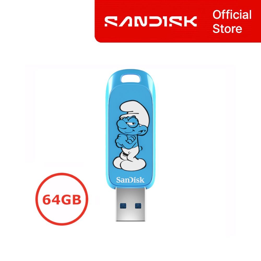 [오늘출발] 샌디스크 스머프 에디션 똘똘이스머프 USB 메모리 64GB 64기가 캐릭터 디자인 어린이 교육용 고속 CZIS