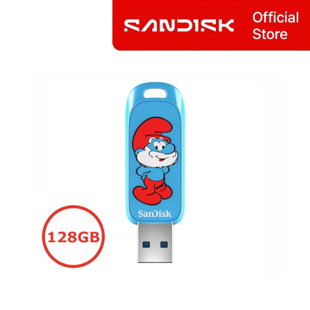 샌디스크 스머프 에디션 파파스머프 USB 메모리 128GB 128기가 캐릭터 디자인 대용량 영상 백업 고속 CZIS