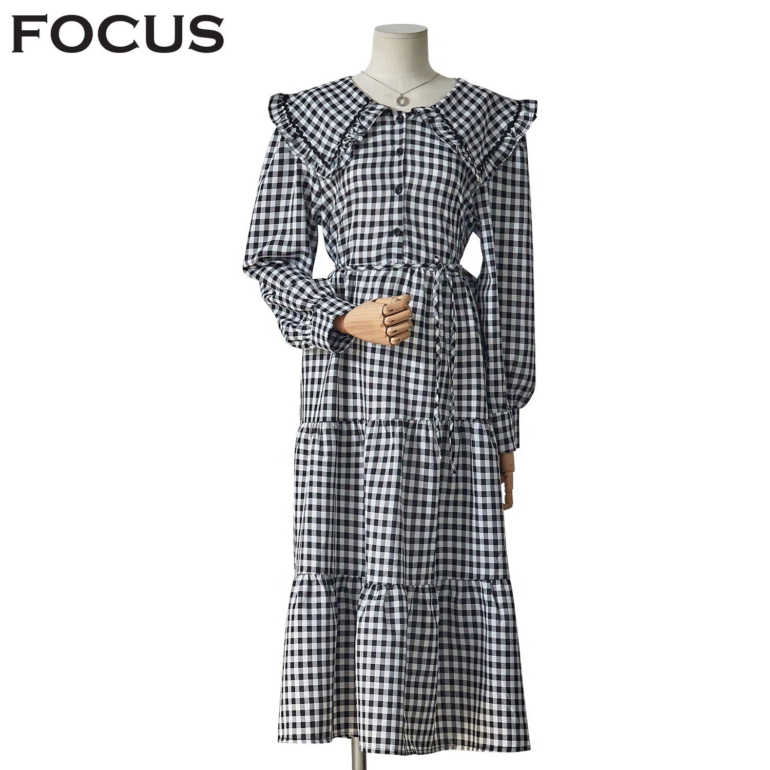 포커스 [모다아울렛][포커스]고방 체크 카라 원피스 FS4A7OP0083_JK 전주김제점