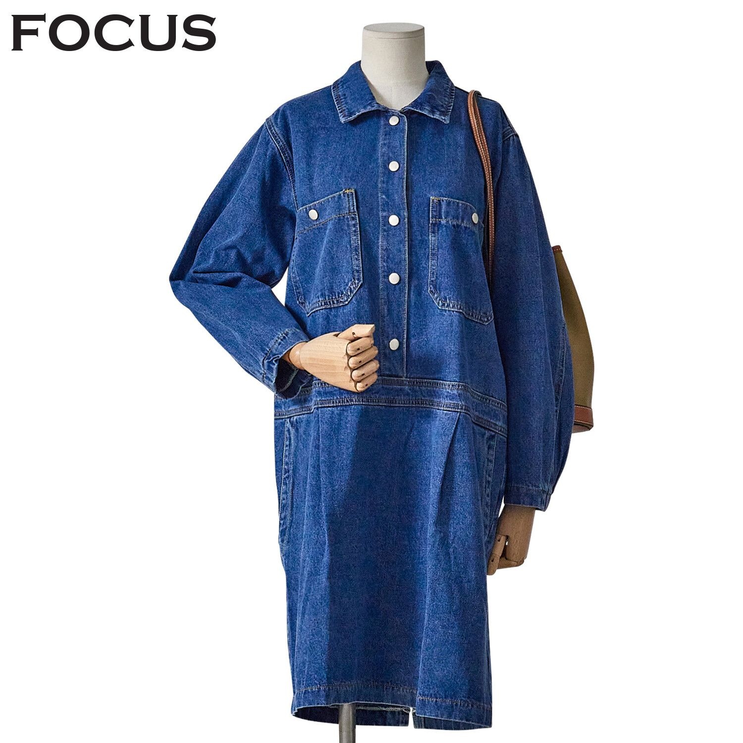 포커스 [모다아울렛][포커스]카라 면청 원피스 FS4A7OP0065_JK 전주김제점