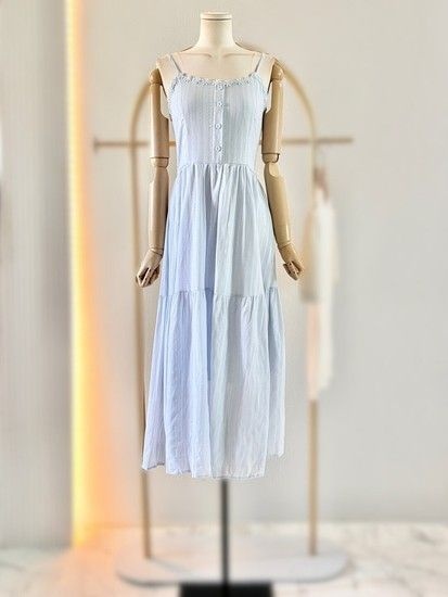 레이스 민소매 A 라인 롱 원피스 FSD6OP10NK1