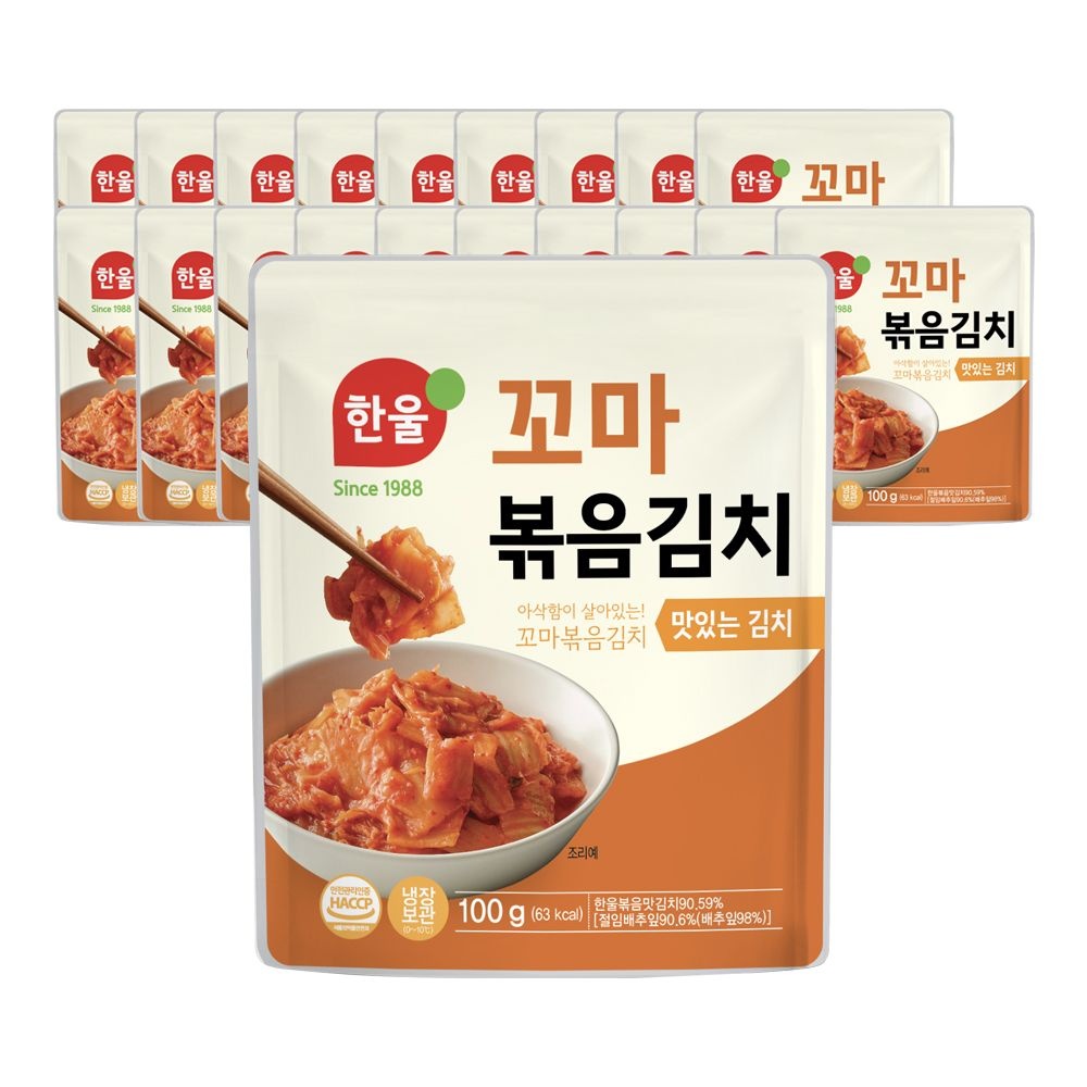 한울김치 한울 꼬마 볶음김치 100gx20봉 여행용 편의점 국산 미니 라면 소포장 김치