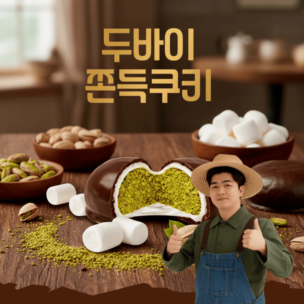 천유작 개별포장 수제 두바이 쫀득쿠키 두쫀쿠, 40g, 4개