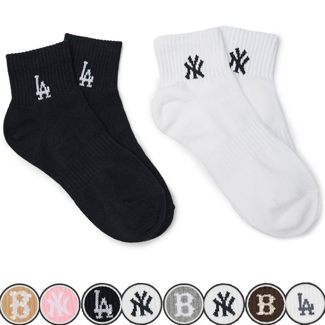 [롯데백화점] MLB 남녀공용 베이직 스몰로고 발목양말 2족세트 (3ASOS044N) LE1216039314