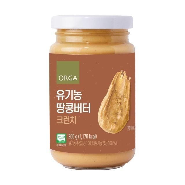 올가 올가 유기농 땅콩버터 크런치 200g 브런치 카페 토스트 아이간식 샌드위치