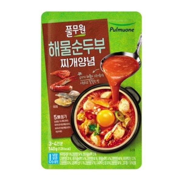 풀무원 해물 순두부찌개 양념 140g 요리초보 집밥 캠핑 맞벌이 자취