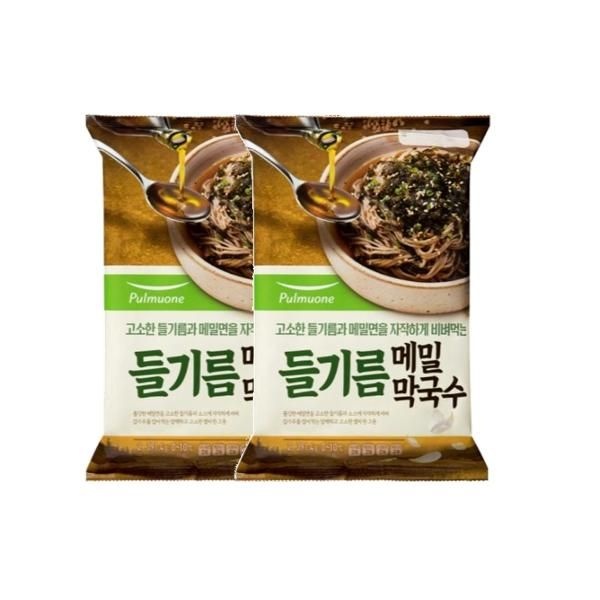 풀무원 들기름막국수 2인 391.4g 2개 간편요리 자취 캠핑 야식 비상식량