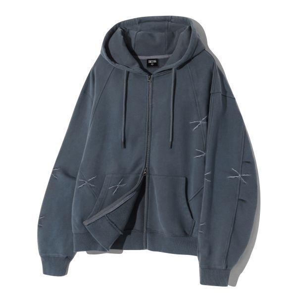 TRILLION 트릴리온 TR일리오 ILLIO N 피그먼트 2WAY 스웨트 후드 집업 BLUE TRSHT10BL 330541