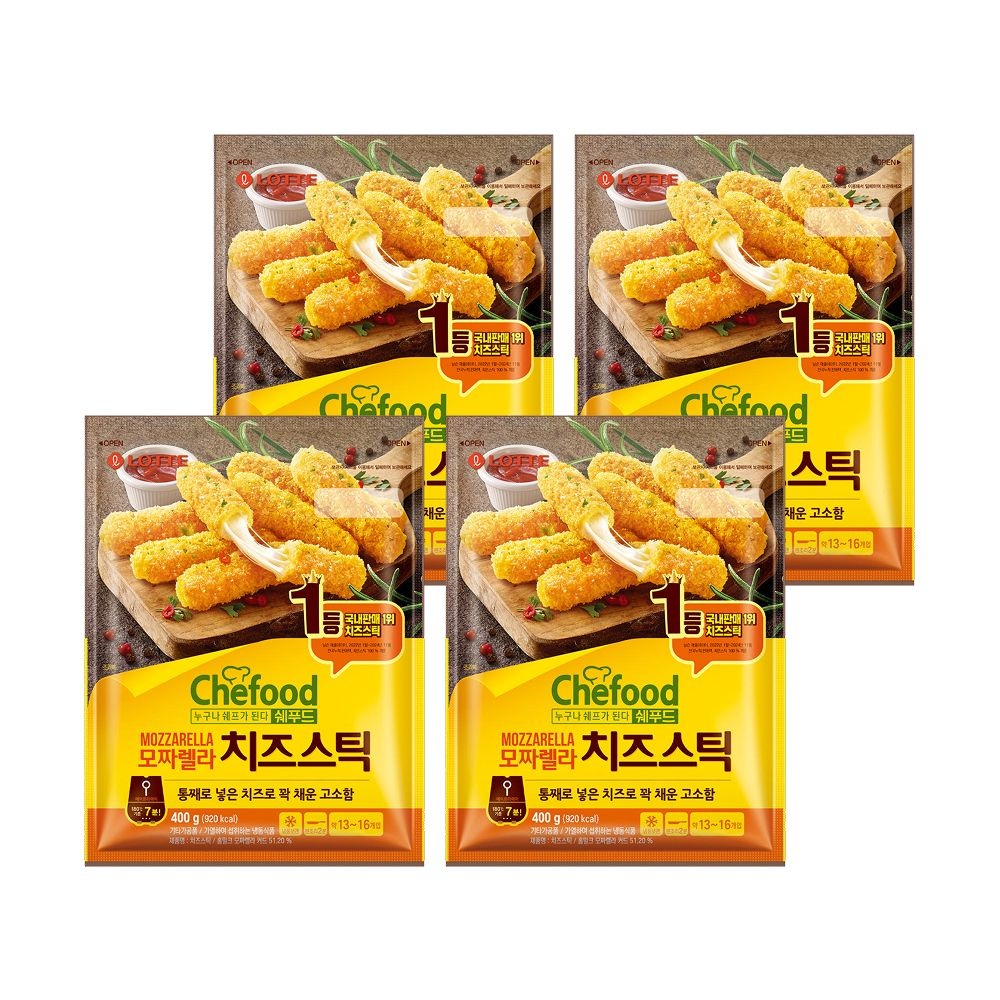 [롯데백화점] 롯데웰푸드 쉐푸드 모짜렐라 치즈스틱 400gx4개 LE1221039136