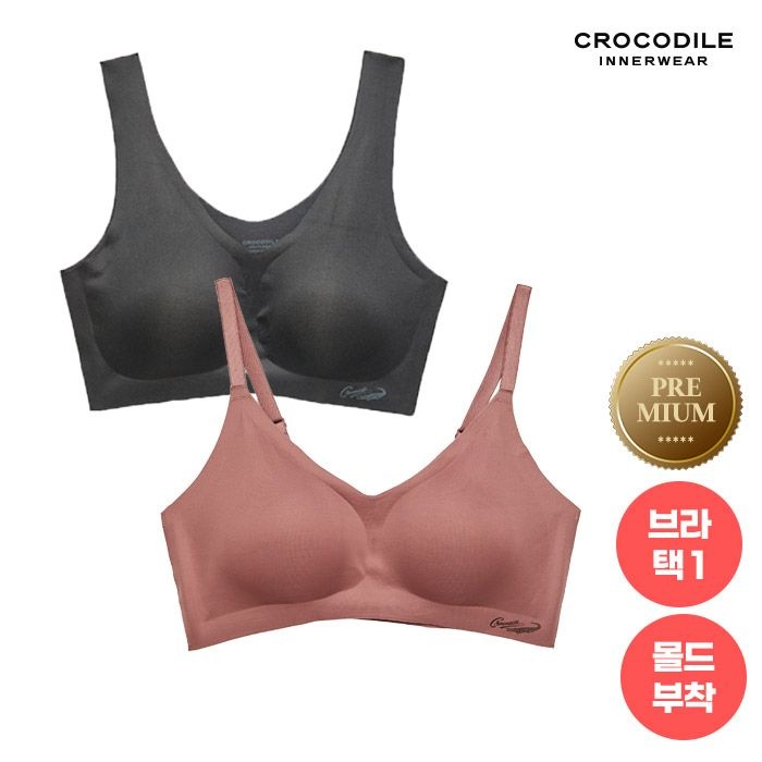 [크로커다일 이너웨어][크로커다일] 프리미엄 모달스킨 스트랩 브라 1종 택 1 : 롯데ON