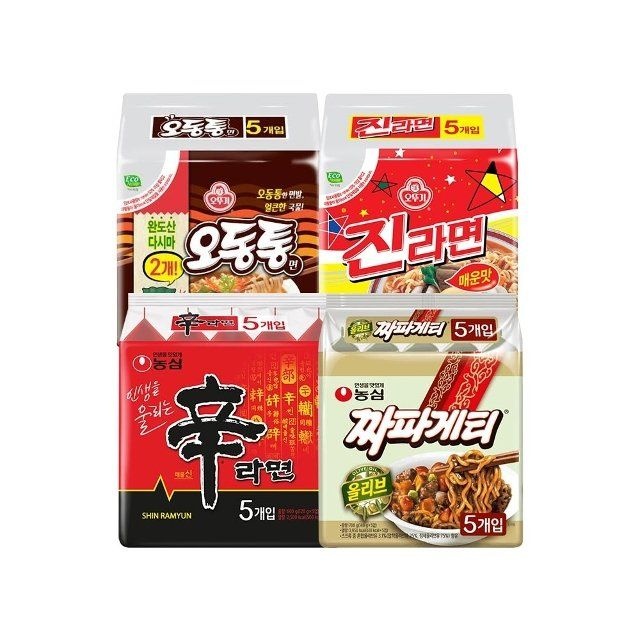 신라면120g(5개)+짜파게티140g(5개)+오동통면120g(5개)+진라면매운맛120g(5개)
