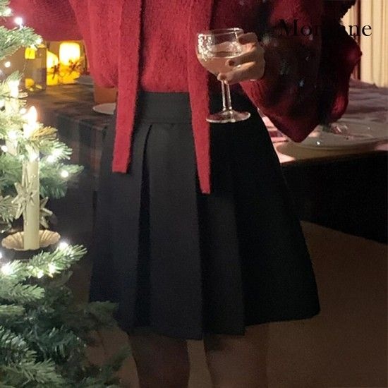 [모어렌] [MADE] 에난 모직 핀턱 플리츠 미니 스커트[tsk0715]