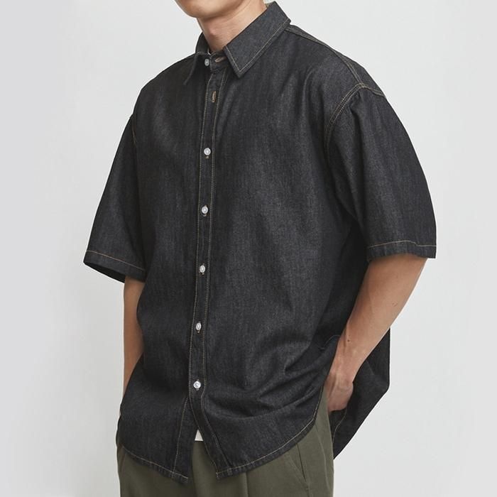 주식회사 뉴코리아어패럴 [NK아울렛]엔케이아울렛 여름 남녀공용 데일리 캐주얼 루즈핏 오버핏 데님 반팔 셔츠 9001