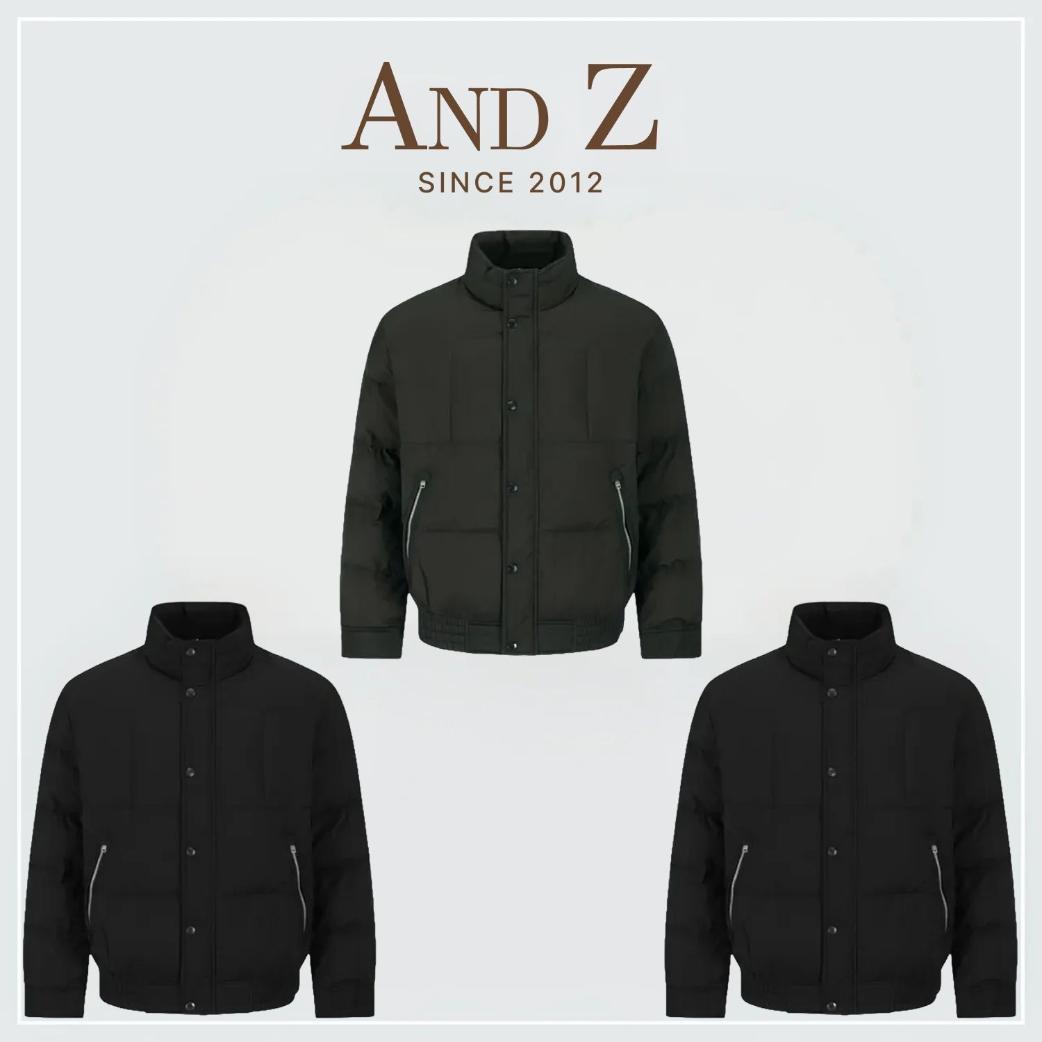 앤드지 립스탑 덕다운 하이넥 블루종