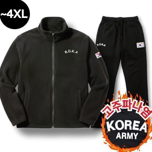 macci(마찌) 히트포뮬러 ROKA 자수 코리아 아미 기모 로카 후리스 집업 트레이닝 상하의 세트 (정품)