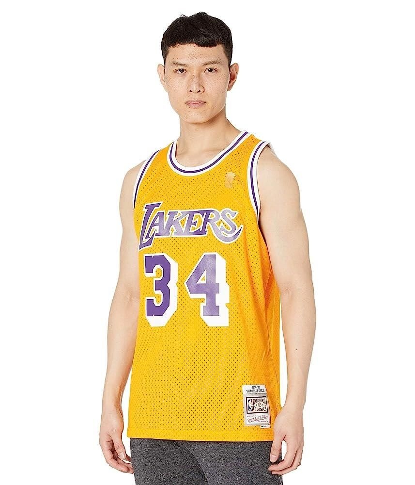 [해외] Mitchell & Ness Los Angeles Lakers 남성용 저지 34 Shaquille O'Neal Swingman, 골드.