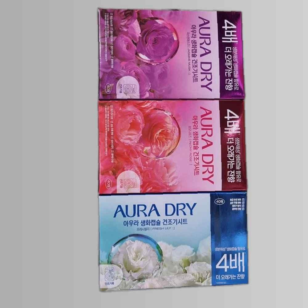 (주)LG생활건강 아우라 생화캡슐 건조기시트 40매 피오니로즈 드라이시트 건조기전용 시트 섬유유연제 스윗만다린 매그놀리아