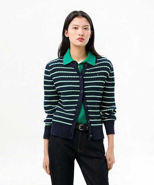 매장정품 타미힐피거 tommyhilfiger 미니 케이블 티핑 가디건 (T22G0KCD030WT20CK)