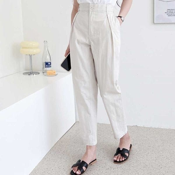 UnKnown 여름바지 여자 얇은 봄여름 팬츠 9부 빅사이즈 허리뒷밴딩 바지