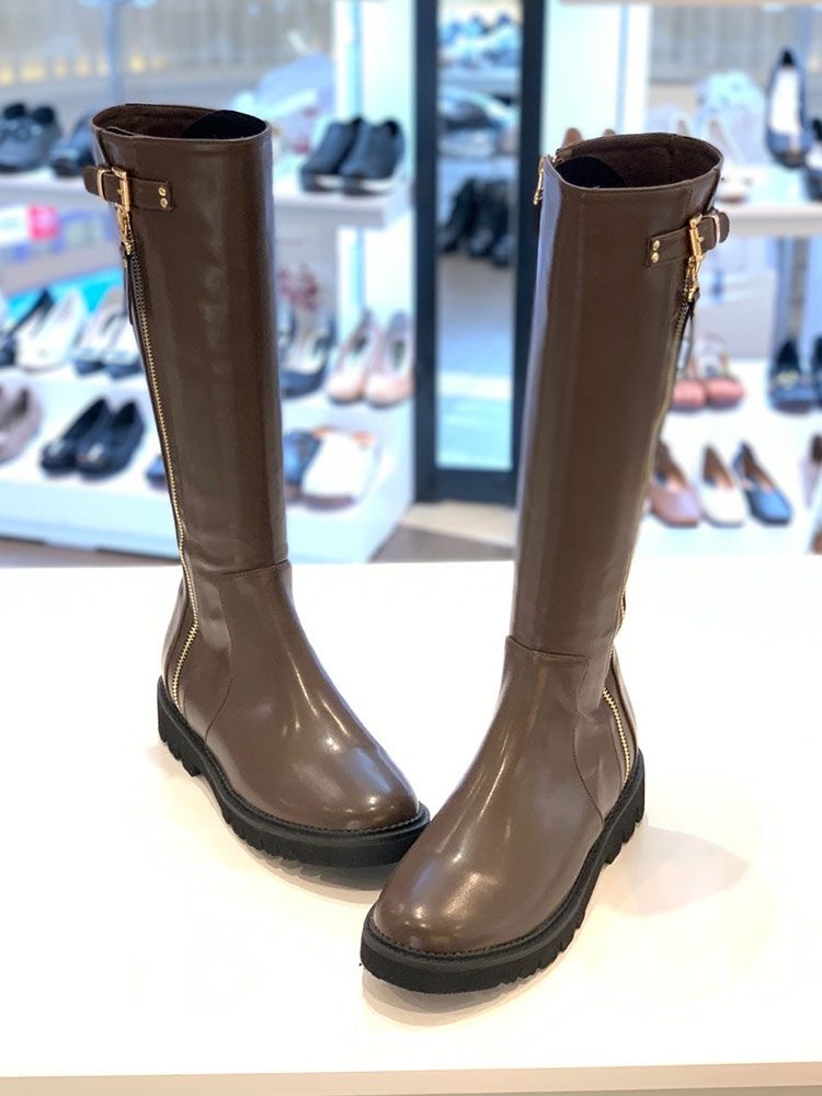 [패션플러스][엘초이]라운드토 금장지퍼장식 3cm 롱부츠 FSF22SN2121