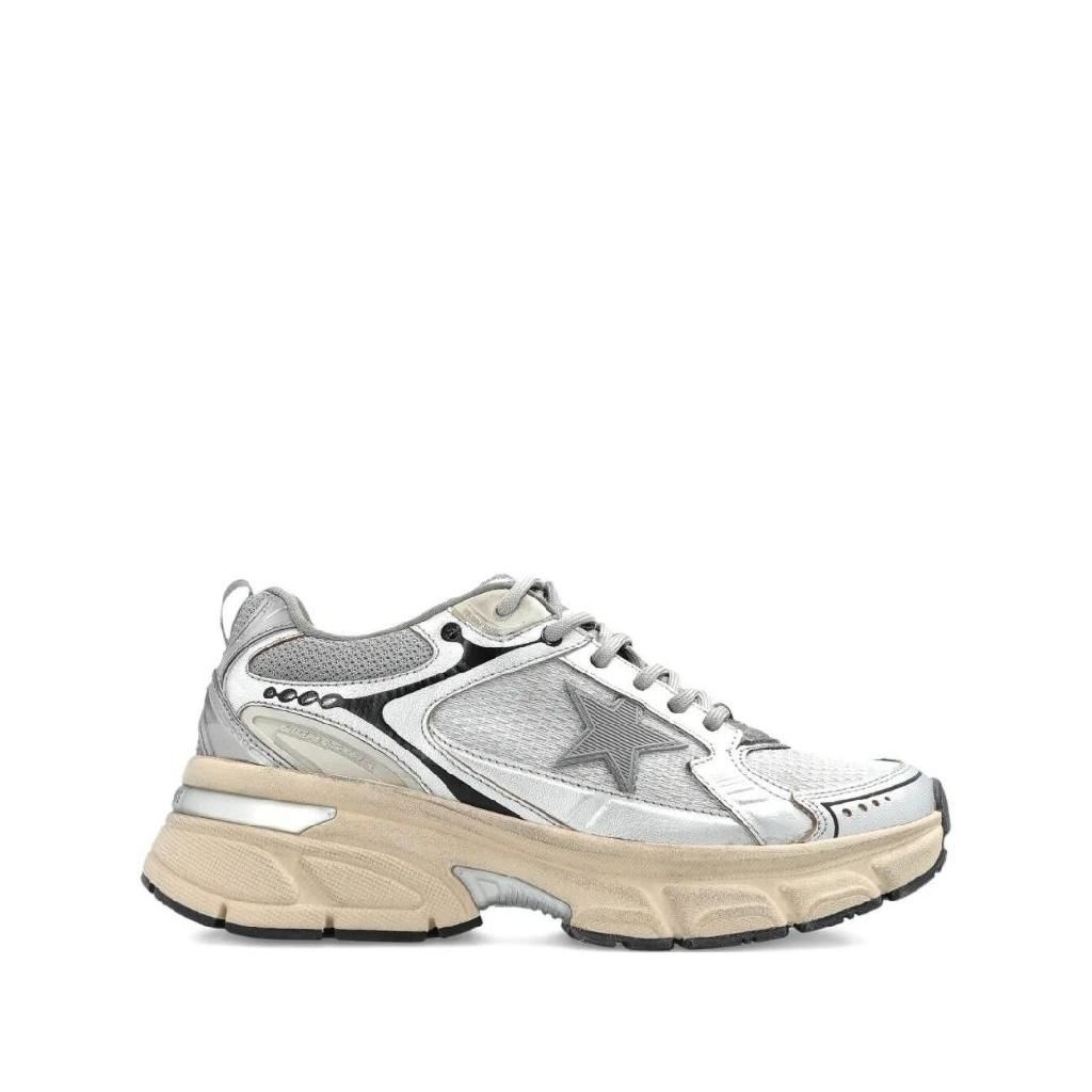 [해외] 골든구스 LIGHTSTAR SNEAKERS IN LAMINATED LEATHER AND MESH grigio GWF00724/F007843 60320 GREY/SILVER/BLACK [관부가세포함]