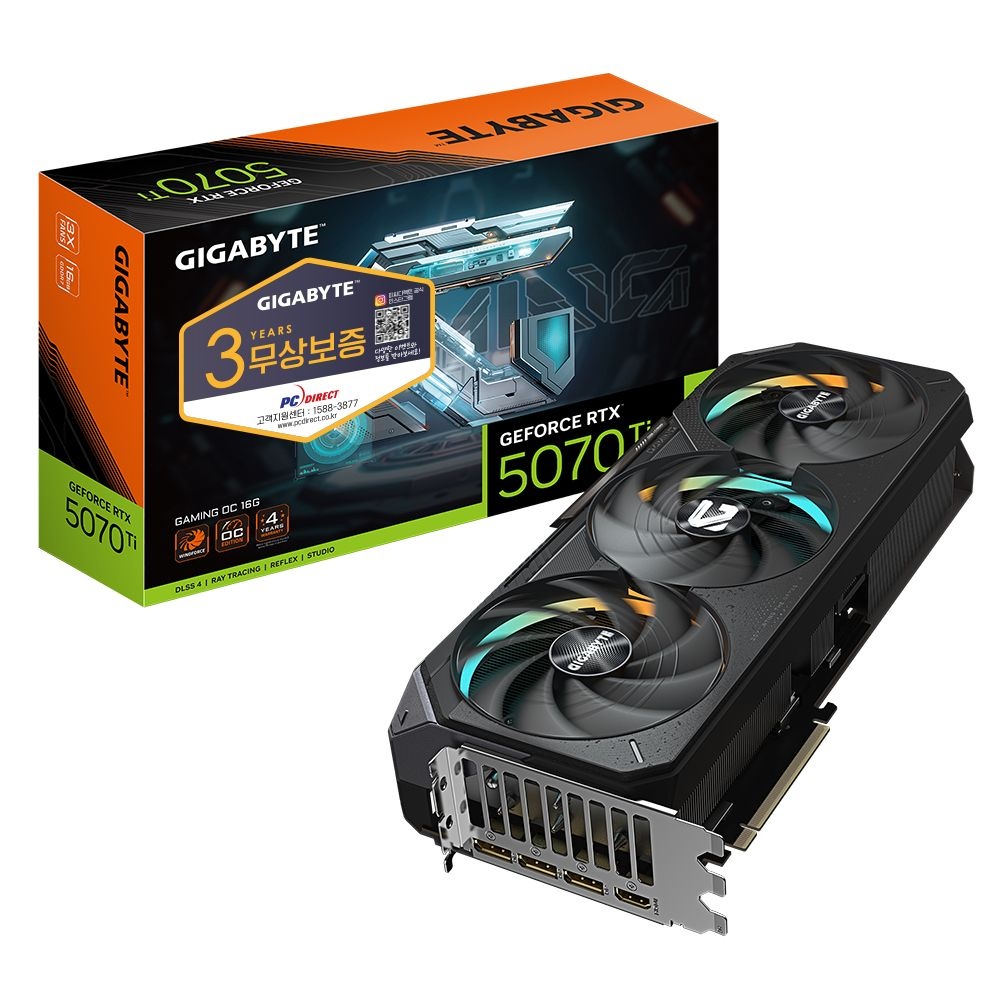 [온누리상품] 기가바이트 GIGABYTE 지포스 RTX 5070 Ti GAMING OC D7 16GB