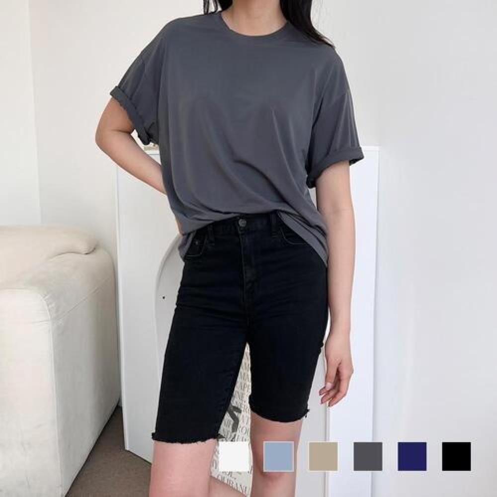 [패션플러스][다잇템]여자 라운드넥 여름 쿨링 컬러 반팔 티셔츠