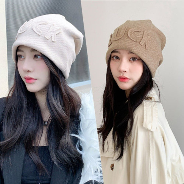 [패션플러스][미라클세븐][M7] 여성 비니 스웨터 LUCK 행운의 뉴트로 모자