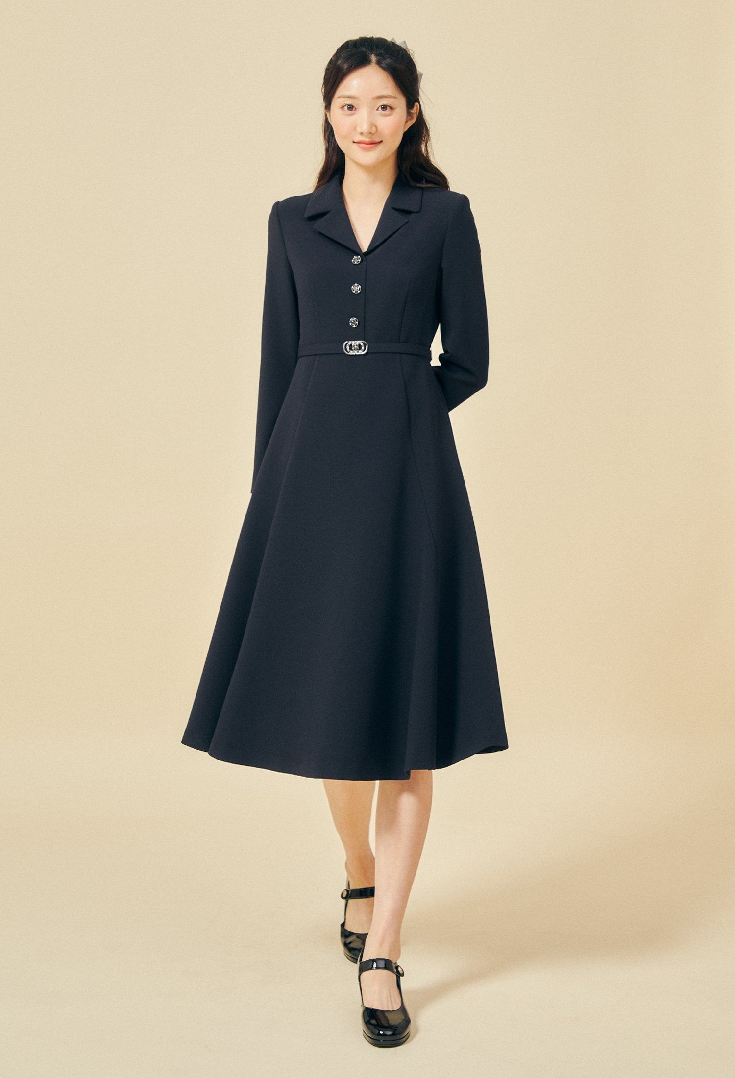 [롯데백화점] JJ지고트 브이넥 칼라 플레어 원피스 GP3A0OP101 LE1221056579