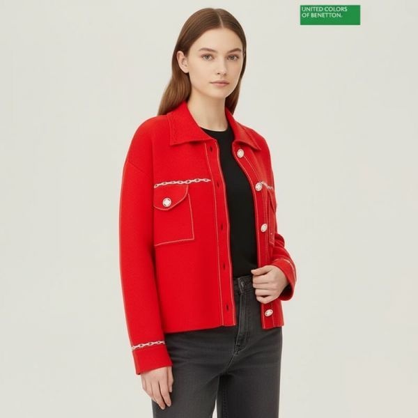 베네통 베네통 아울렛 스티치 셔츠형 니트 가디건 BAKC71361_RD 1133208