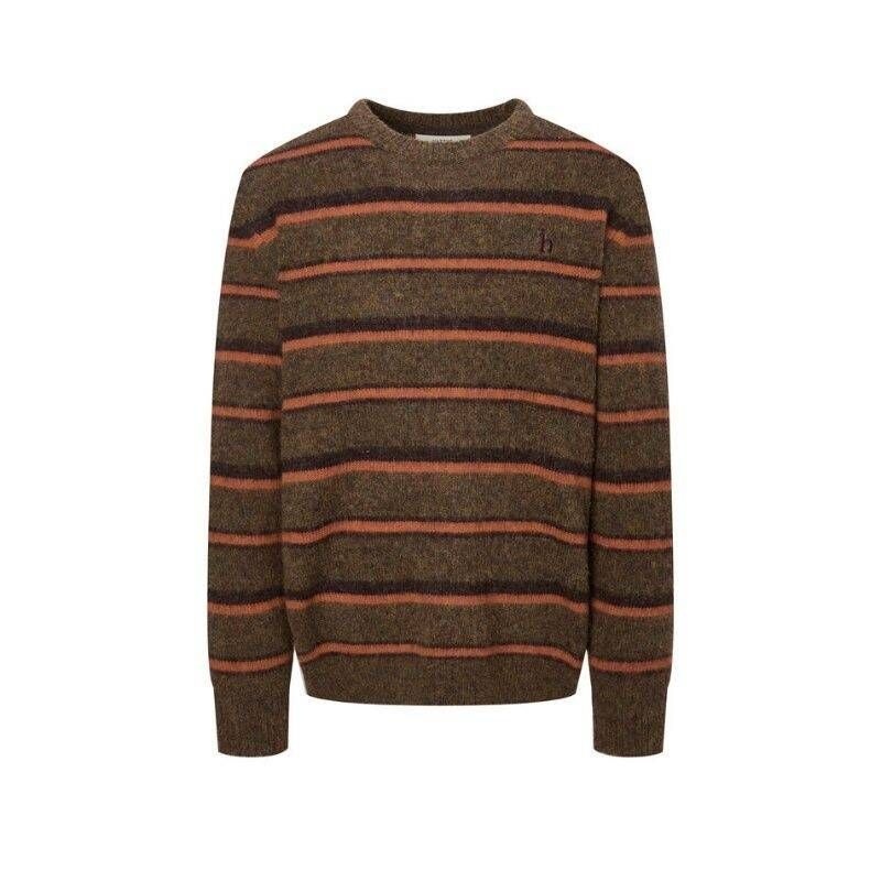 <매장정품> HAZZYS 헤지스 남성 오렌지 스트라이프 울 니트 HZSW5D404O2 1079746