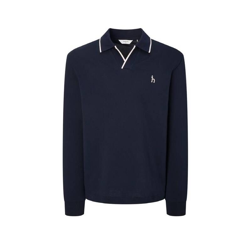 <매장정품> HAZZYS 헤지스 25FW 남성 팁배색 긴팔 오픈카라 티셔츠 HZTS5F303N2 1078057