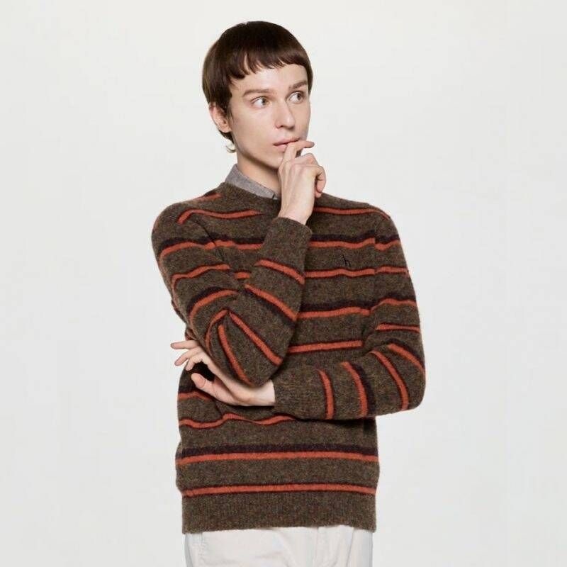 <매장정품> HAZZYS 헤지스 [25FW] 남성 쉐기독 스트라이프 크루넥 니트 HZSW5D404O2 1005175