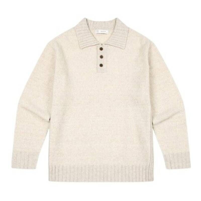 본 FW 울부클 쓰리버튼 카라 니트 베이지 BN3WSW895BE 854038