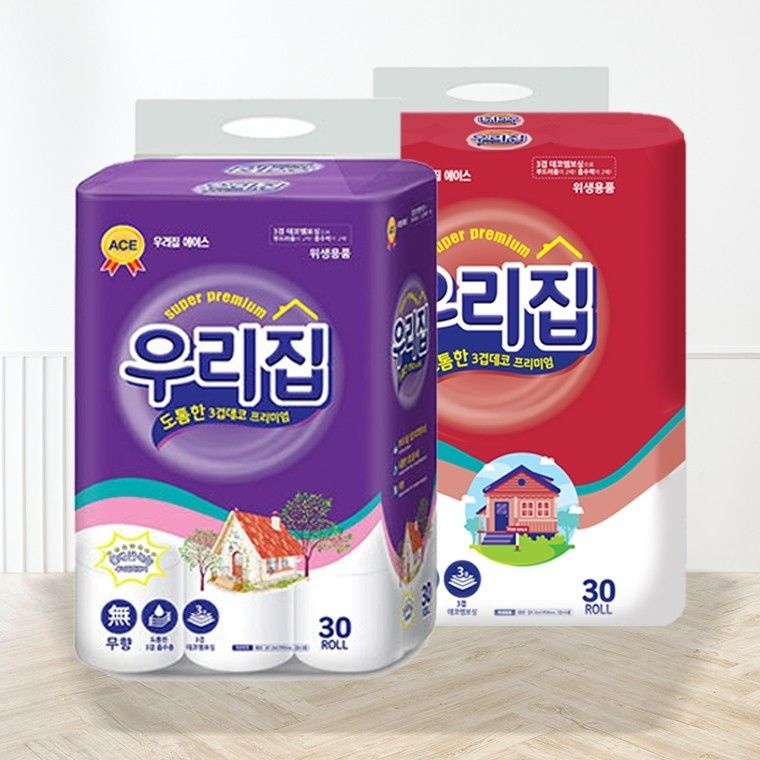 출시 우리집 슈퍼프리미엄  동급최강 고급브랜드 3겹30롤 업그레이드 화장지 20M