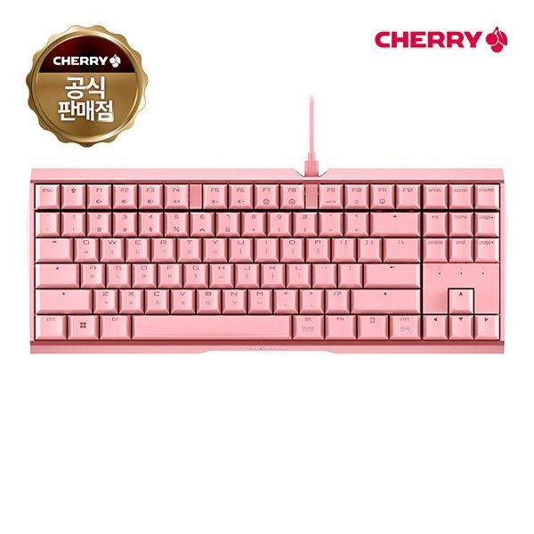 UnKnown Cherry 유선 기계식 미니키보드, MX BOARD 3.0S TKL, G80-3876HSAKR-9, 클릭 청축 핑크 USB
