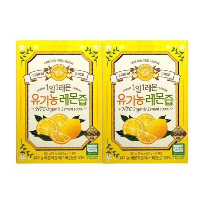 스킨케어 홀베리 유기농 레몬즙 1일 1레몬 레몬수 착즙액 14포 2박스