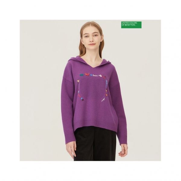 베네통 하찌 포켓 무늬 후드 니트 BAKP71361_VO 731106