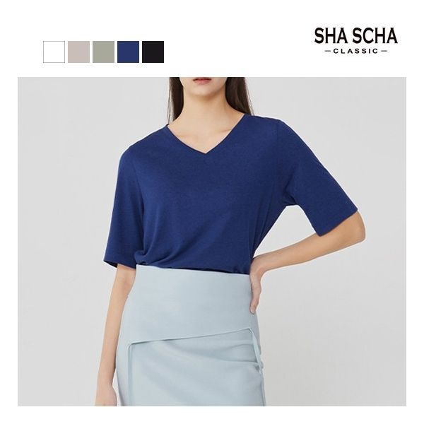 샤샤 [최초가15000원][홈쇼핑인기]린넨 블렌디드 브이넥 티블라우스 1종 3082246