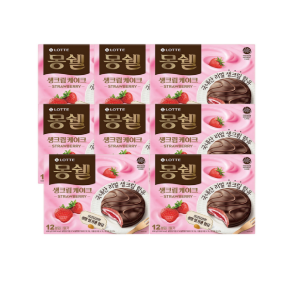 롯데 롯데리아 롯데 몽쉘 생크림케이크 딸기 408g 8개