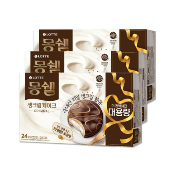 롯데제과 롯데리아 몽쉘 통통 오리지널 대용량패키지 816g x 3개
