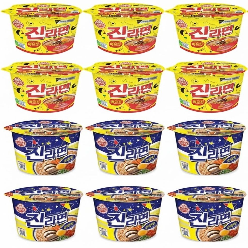오뚜기/삼양 오뚜기 진라면 큰컵 순한맛 6개 매운맛 6개 컵라면 110g 12개 간식 야식