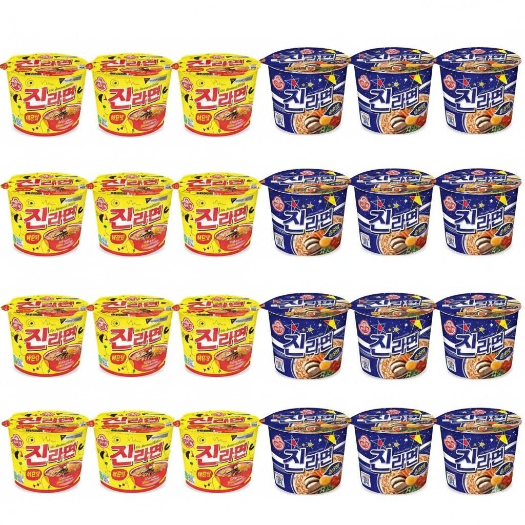 오뚜기/삼양 오뚜기 진라면 큰컵 순한맛 12개 매운맛 12개 컵라면 110g 24개 간식 야식