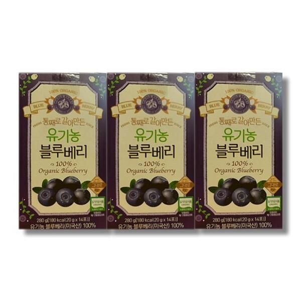 [셀러허브 식품] 홀베리 통째로 갈아만든 유기농 블루베리 20g x 14포 3박스