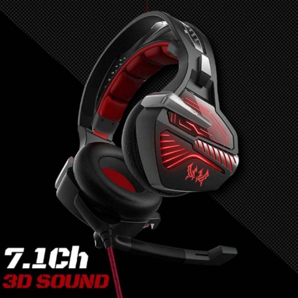 게이밍 헤드셋 7.1채널 헤드폰 마이크 PC 게임 배그 LED 유선