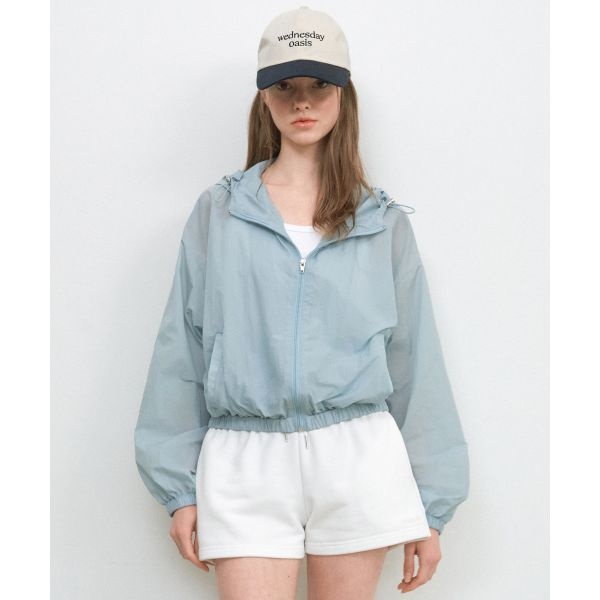 웬즈데이오아시스포우먼 시어 후디 윈드브레이커 라이트 블루 W25 OT02 1948390