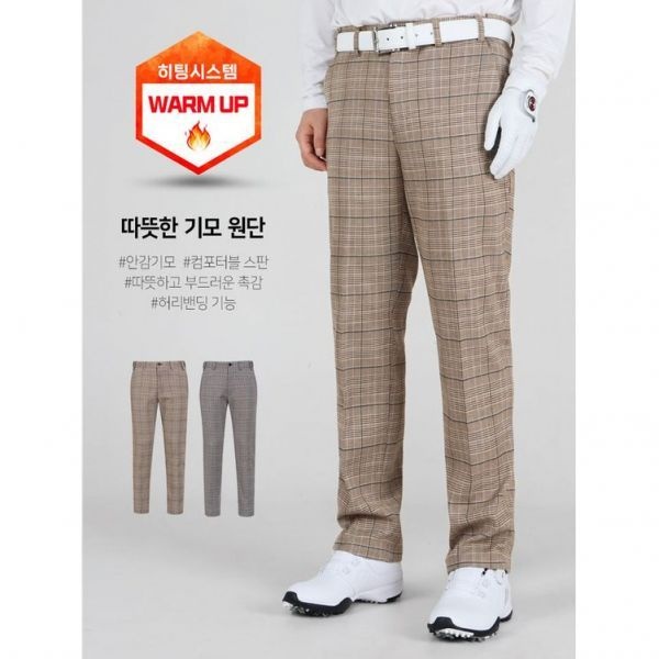 정품발송 마스터베어 클래식 웜 P2 클렌체크 허리밴딩 남성 기모 골프바지 MBV098 381234