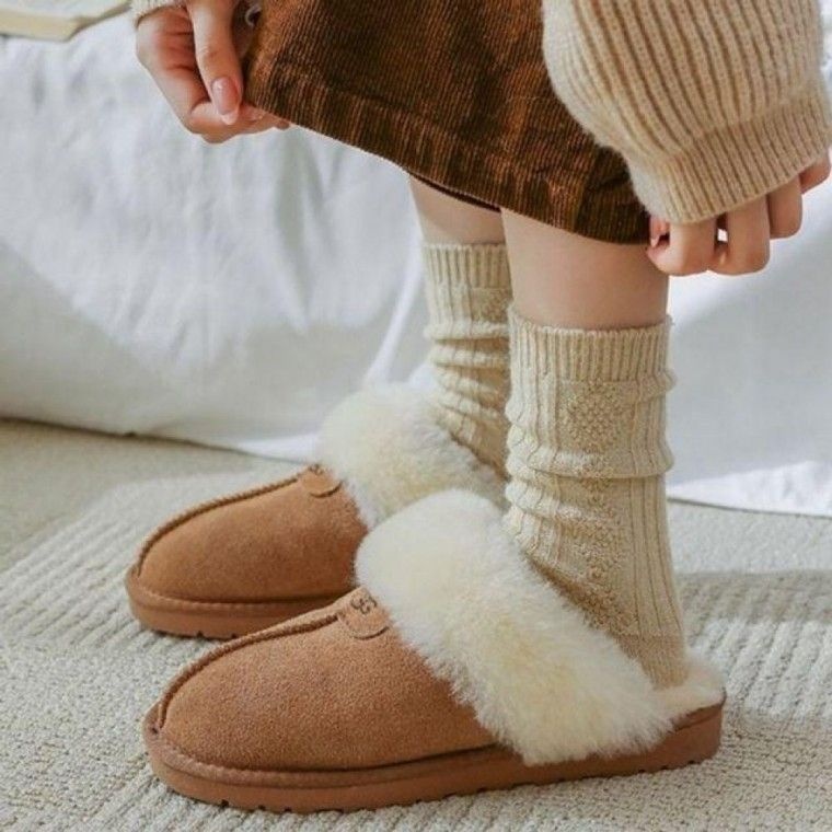 따뜻한 방한 니트 스타일 양말 5켤레 세트 튼튼한 심플한 보온양말 겨울여자양말 귀여운